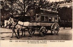 Paris - Les Moyens de Transport - Omnibus á 3 chevaux -
																					75000 Paris
																			