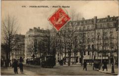 Carte postale ancienne Place du Marché d'Auteuil
                                                                     à Paris 16e
                                