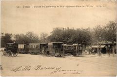 Carte postale ancienne Station du Tramway de Saint-Germain-Place de l'Etoile
                                                                     à Paris 8e
                                