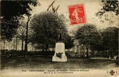 Tout Paris 3e 942 Square du Temple. Statue de Beranger F. Fleury à Paris 3e