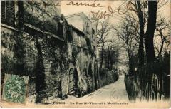 Carte postale ancienne La Rue Saint-Vincent à Montmartre
                                                                     à Paris 18e
                                