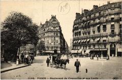Carte postale ancienne Boulevard de Courcelles et Rue Levis
                                                                     à Paris 17e
                                