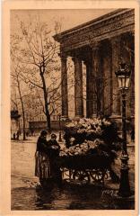 Paris (8e) - Marchande des fleurs Place de la Madeleine à Paris 8e