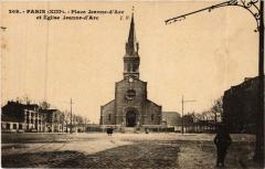 Carte postale ancienne Place Jeanne d'Arc et Eglise Jeanne d'Arc
                                                                     à Paris 13e
                                