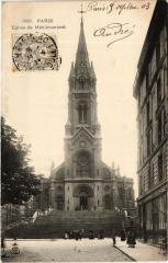 Carte postale ancienne Eglise de Ménilmontant
                                                                     à Paris 20e
                                