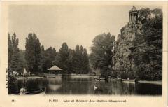 Carte postale ancienne Lac et Rocher des Buttes-Chaumont
                                                                     à Paris 19e
                                