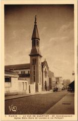 Carte postale ancienne Eglise Notre-Dame de Lourdes et Rue Pelleport
                                                                     à Paris 20e
                                