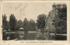 Carte postale ancienne Lac et Rocher des Buttes-Chaumont
                                                                     à Paris 19e
                                