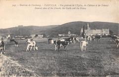 Vauville - Vue Generale De L'Eglise - Chateau Et Prieure - Vaches -
													50 Manche
												