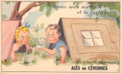 Ales En Cevennes - Cpa A Systeme De Depliant Representant Diverses Vues D