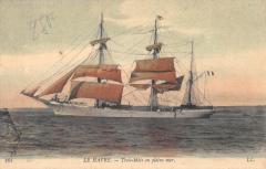 Marine - Paquebot - Le Havre - Trois Mats En Pleine Mer