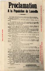 Luneville Proclamation a la Population -
													54 Meurthe et Moselle
												
