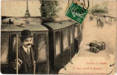 J'arrive á Paris et vous envoie le Bonjour
