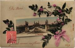 Carte postale ancienne De Paris je vous envoie ces fleurs - Le Trocadéro
                                                                     à Paris 7e
                                