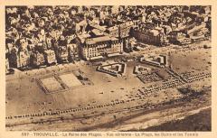 Trouville - Vue Aerienne - La Plage - Les Bains Et Les Tennis