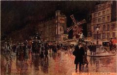 Carte postale ancienne Le Moulin-Rouge, le soir
                                                                     à Paris 9e
                                