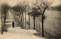 Carte postale ancienne Paris Inondé - Cliché 28 Janvier 1910 - Aspect de l'Ile des Cygnes
                                                                     à Paris 15e
                                