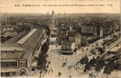 Carte postale ancienne Vue Générale vers la Gare de Vincennes et la Gare de Lyon
                                                                     à Paris 12e
                                