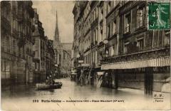 Inondations 1910 Paris 5e Place Maubert à Paris 5e
