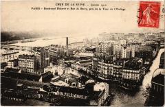 Carte postale ancienne Crue de la Seine - Janvier 1910 - Boulevard Diderot et Rue de Bercy, pris de la Tour de l'Horloge
                                                                     à Paris 12e
                                