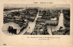 Carte postale ancienne Crue de la Seine - Vue prise de la Tour de l'Horloge de la gare de Lyon - le 29 Janvier 1910
                                                                     à Paris 12e
                                