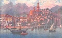 Cpa Illustrateur - Menton - Le Port Et La Vieille Ville à Menton