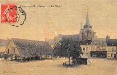 Villeneuve L'Archeveque - La Place - cpa toilée -
																					89190 Villeneuve-l'Archevêque
																			