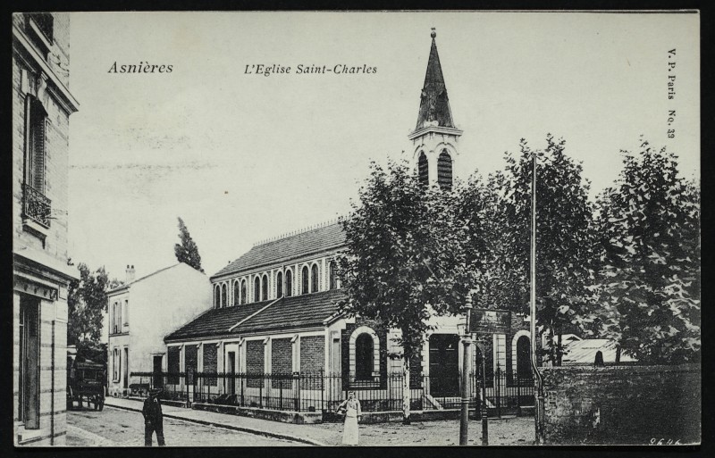 Carte postale ancienne L'Eglise Saint-Charles à Asnières-sur-Seine
