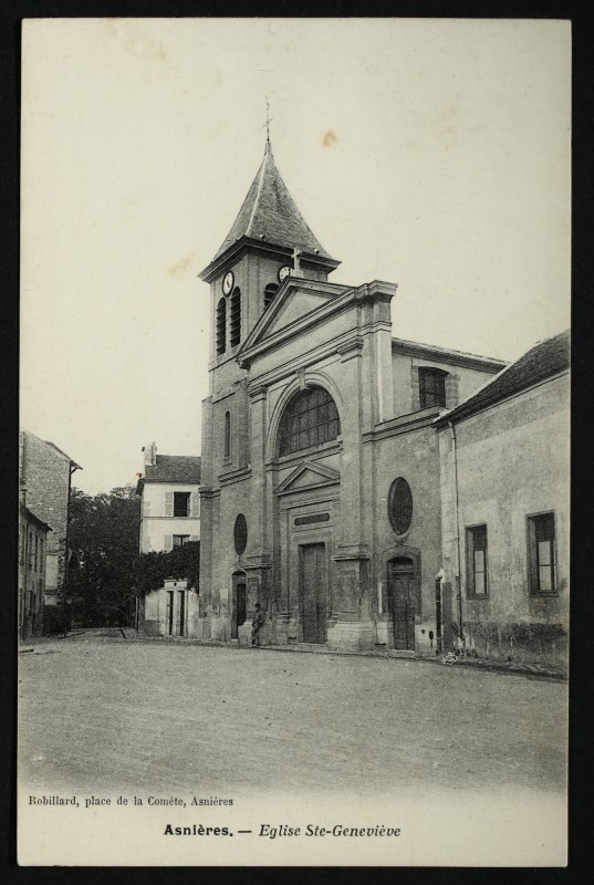 Carte postale ancienne Eglise Ste-Geneviève à Asnières-sur-Seine
