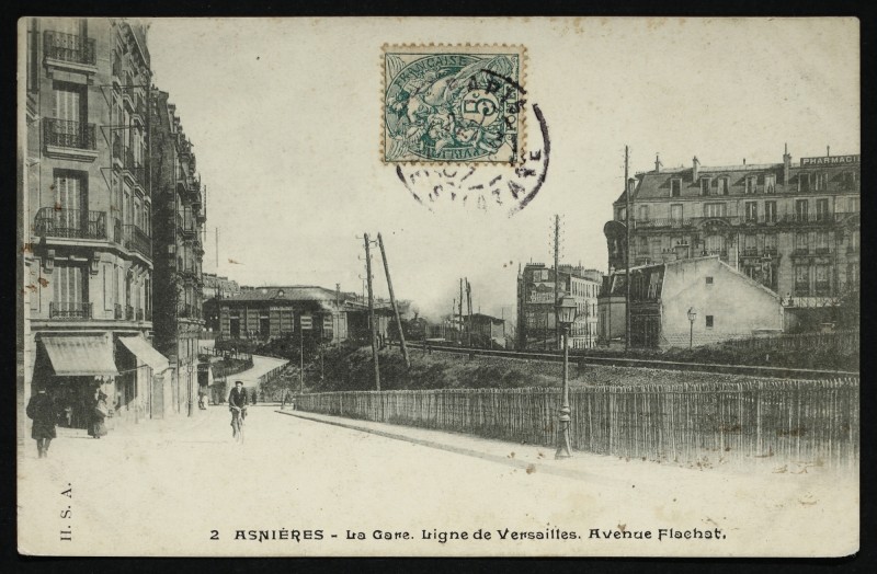 Carte postale ancienne La Gare. Ligne de Versailles. Avenue Flachat à Asnières-sur-Seine
