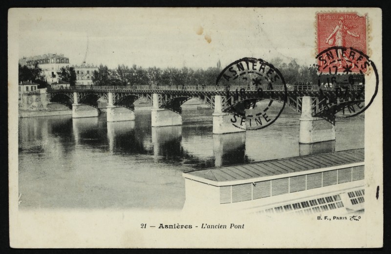 Carte postale ancienne L'ancien Pont à Clichy