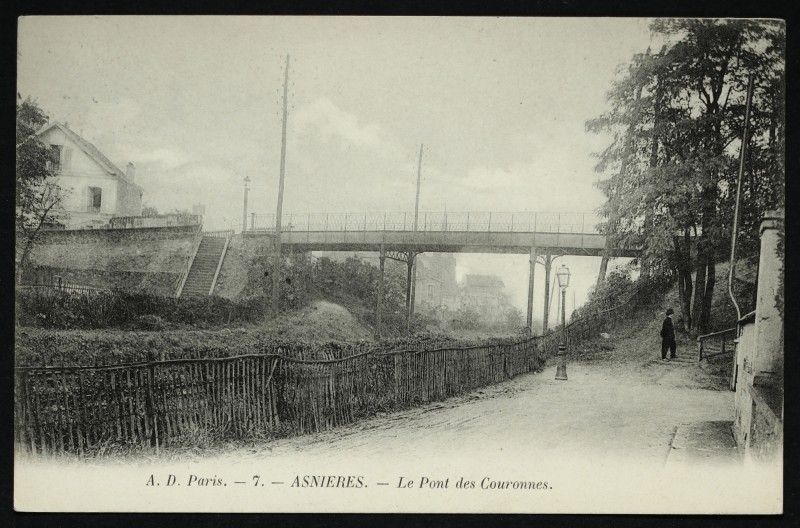 Carte postale ancienne Le Pont des Couronnes à Asnières-sur-Seine
