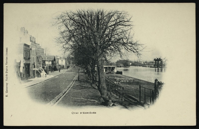 Carte postale ancienne Quai d'Asnières à Villeneuve-la-Garenne
