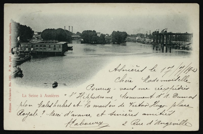 Carte postale ancienne La Seine à Asnières à Asnières-sur-Seine