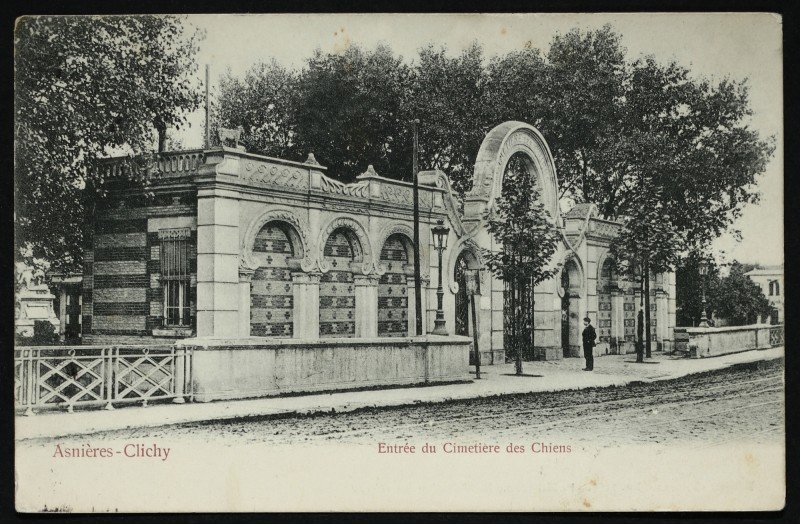 Carte postale ancienne Asnieres Clichy Entree Du Cimetiere Des Chiens (dos non divisé) à Asnières-sur-Seine