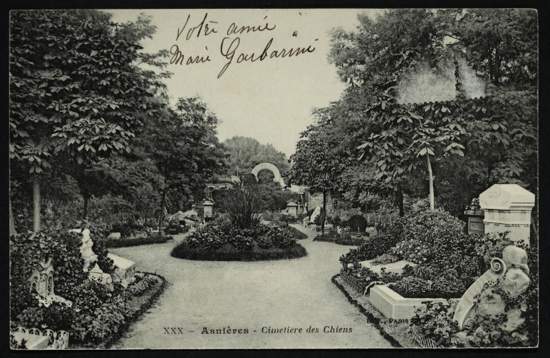 Carte postale ancienne Asnieres Cimetiere des Chiens à Asnières-sur-Seine