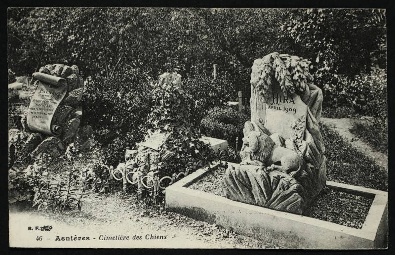 Carte postale ancienne [Tombe d' Hira] Cimetière des Chiens à Asnières-sur-Seine