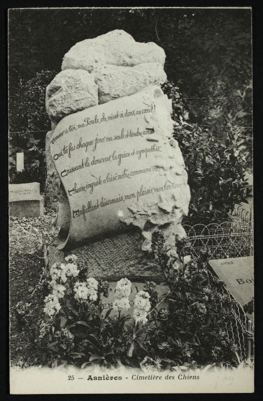 Carte postale ancienne [Tombe d'une poule] Cimetière des Chiens à Asnières-sur-Seine
