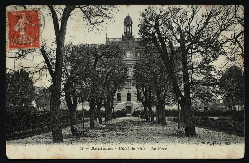 Carte postale ancienne Hôtel de Ville - Le Parc à Asnières-sur-Seine