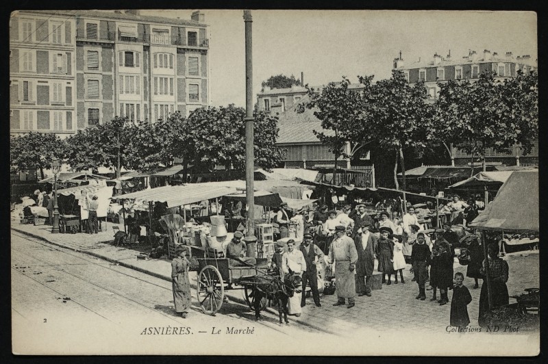 Carte postale ancienne Le Marché à Asnières-sur-Seine