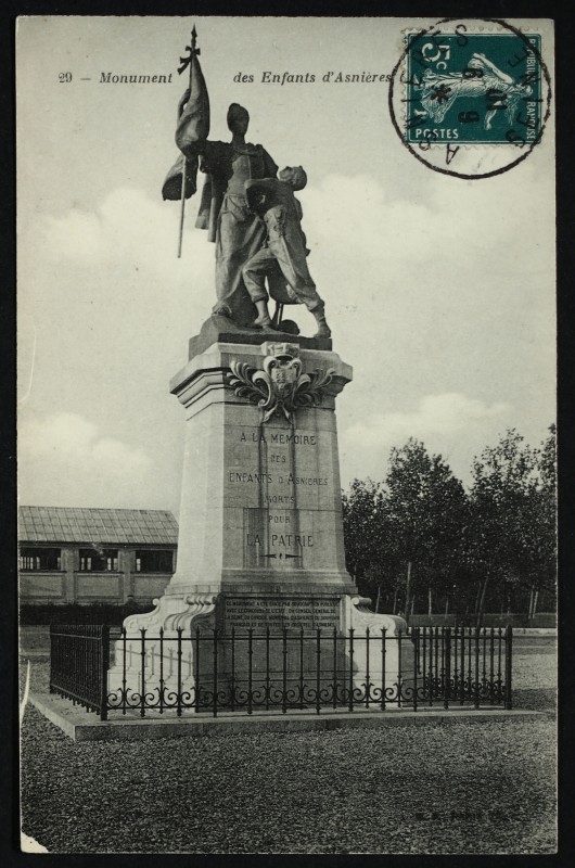 Carte postale ancienne Momument des enfants d'Asnières à Asnières-sur-Seine