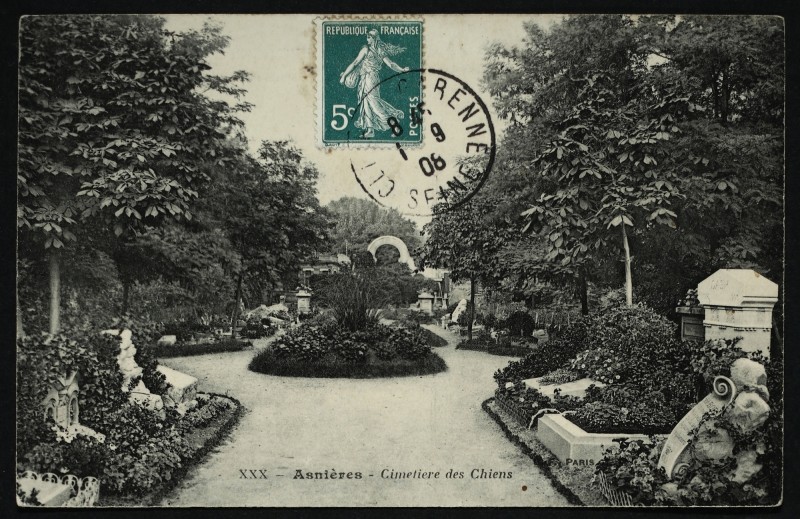 Carte postale ancienne Asnieres Cimetiere des Chiens à Asnières-sur-Seine