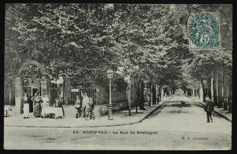 Carte postale ancienne La Rue de Bretagne à Asnières-sur-Seine