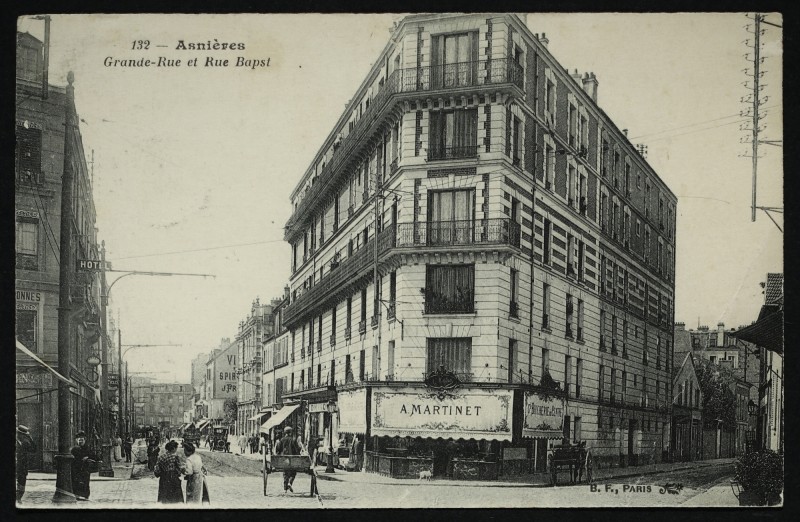 Carte postale ancienne Grande-Rue et Rue Bapst à Asnières-sur-Seine