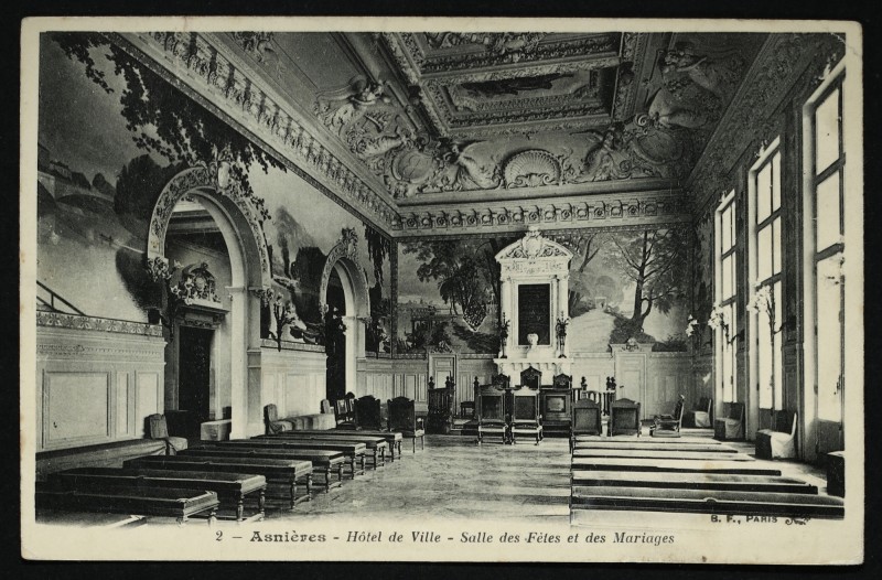 Carte postale ancienne Asnieres-sur-Seine Hotel de Ville Salle des Fetes et des Mariages à Asnières-sur-Seine