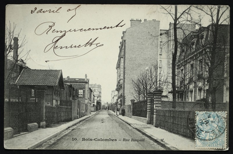 Carte postale ancienne Rue Raspail à Bois-Colombes