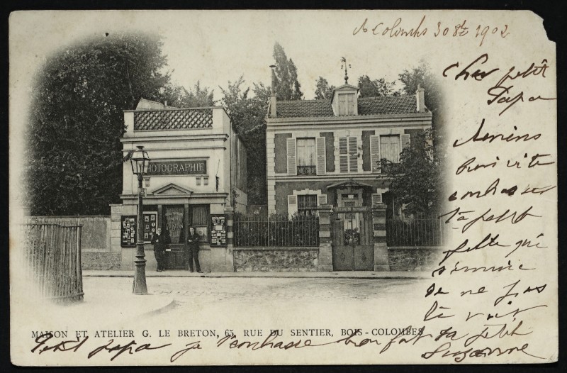 Carte postale ancienne Maison et atelier photographique G. Le Breton à Bois-Colombes
