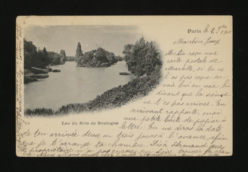 Carte postale ancienne Lac du Bois de Boulogne à Paris 16e