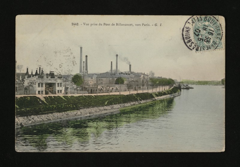 Carte postale ancienne Vue prise du Pont de Billancourt, vers Paris à Boulogne-Billancourt