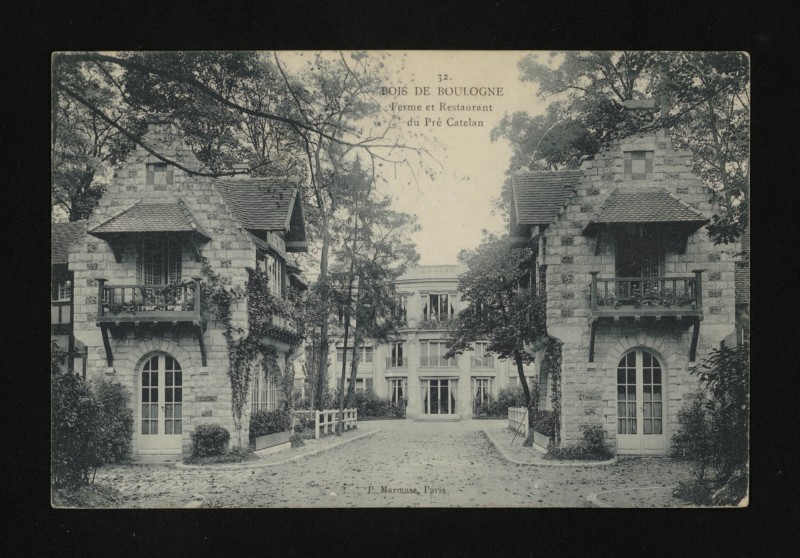 Carte postale ancienne Bois de Boulogne - Ferme et Restaurant du Pré Catelan à Paris 16e